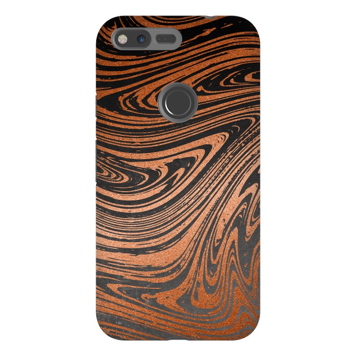 Pixel XL StrongFit Copper Black Faux Marble 2 by Andrea Haase