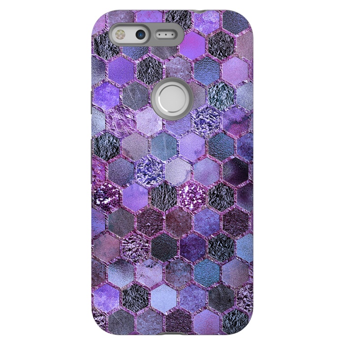 Pixel StrongFit Purple Metal Honeycomb Pattern by  Utart