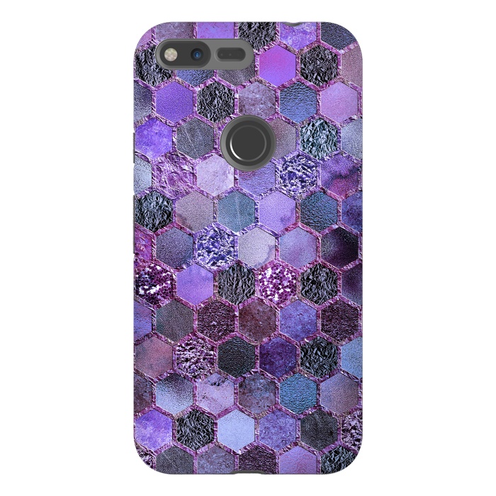 Pixel XL StrongFit Purple Metal Honeycomb Pattern by  Utart