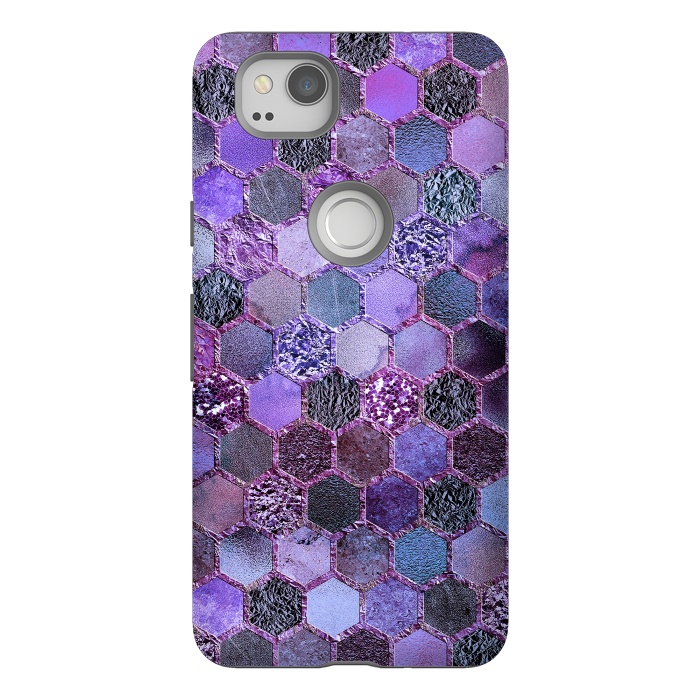 Pixel 2 StrongFit Purple Metal Honeycomb Pattern by  Utart