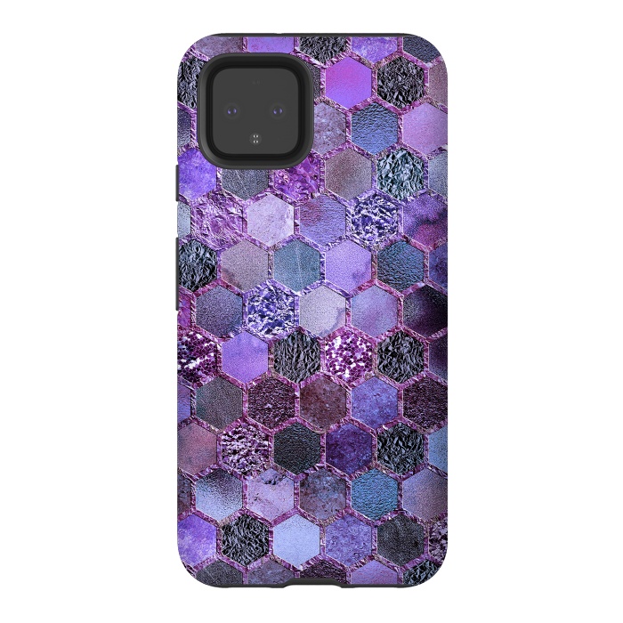 Pixel 4 StrongFit Purple Metal Honeycomb Pattern by  Utart