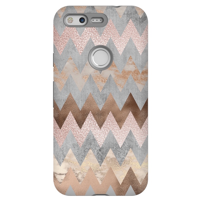 Pixel StrongFit Rose Gold Marble Chevron by  Utart