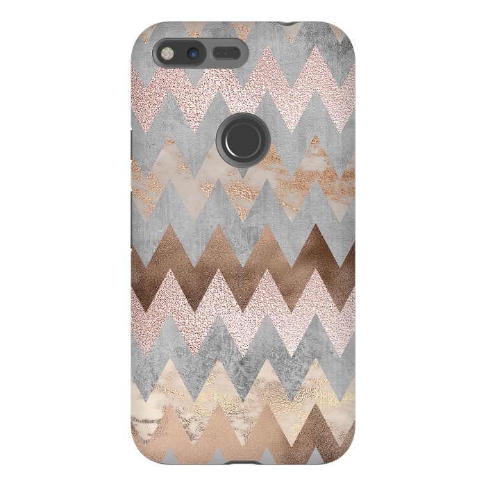 Pixel XL StrongFit Rose Gold Marble Chevron by  Utart