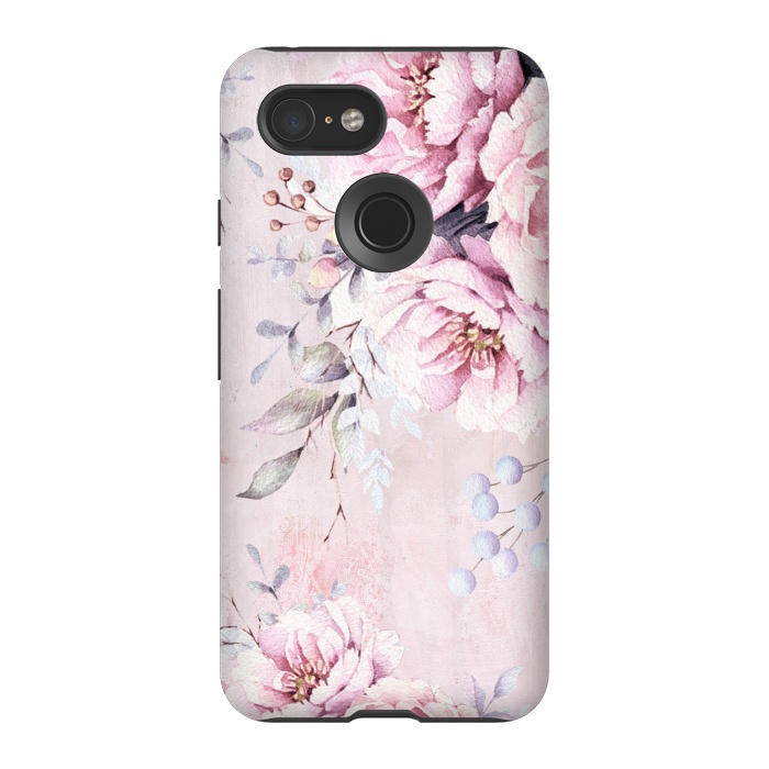 Pixel 3 StrongFit Pink Watercolor Roses by  Utart
