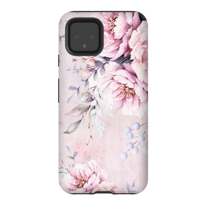 Pixel 4 StrongFit Pink Watercolor Roses by  Utart