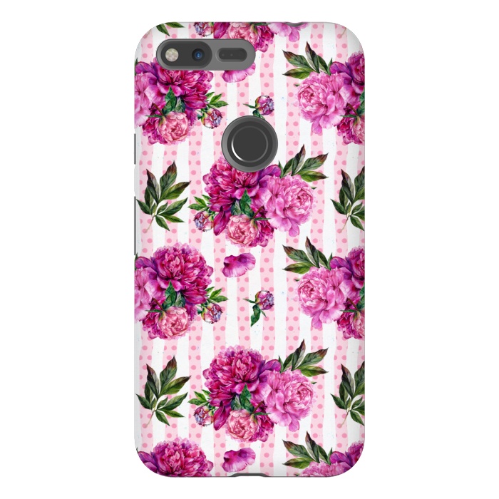 Pixel XL StrongFit Stripes and Peonies  by  Utart