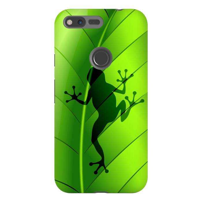 Pixel XL StrongFit Frog Shape on Green Leaf by BluedarkArt