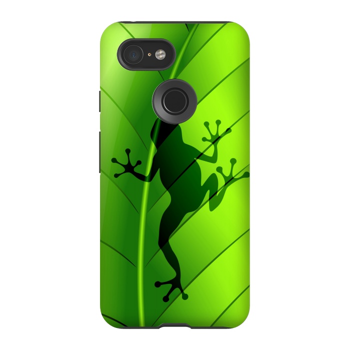 Pixel 3 StrongFit Frog Shape on Green Leaf by BluedarkArt