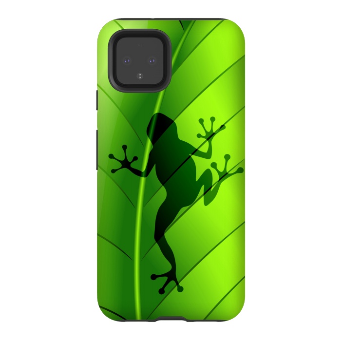 Pixel 4 StrongFit Frog Shape on Green Leaf by BluedarkArt