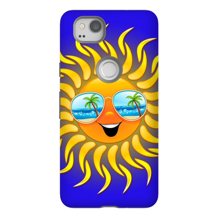 Pixel 2 StrongFit Summer Sun Cartoon with Sunglasses by BluedarkArt