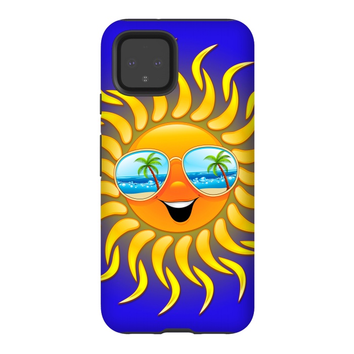 Pixel 4 StrongFit Summer Sun Cartoon with Sunglasses by BluedarkArt