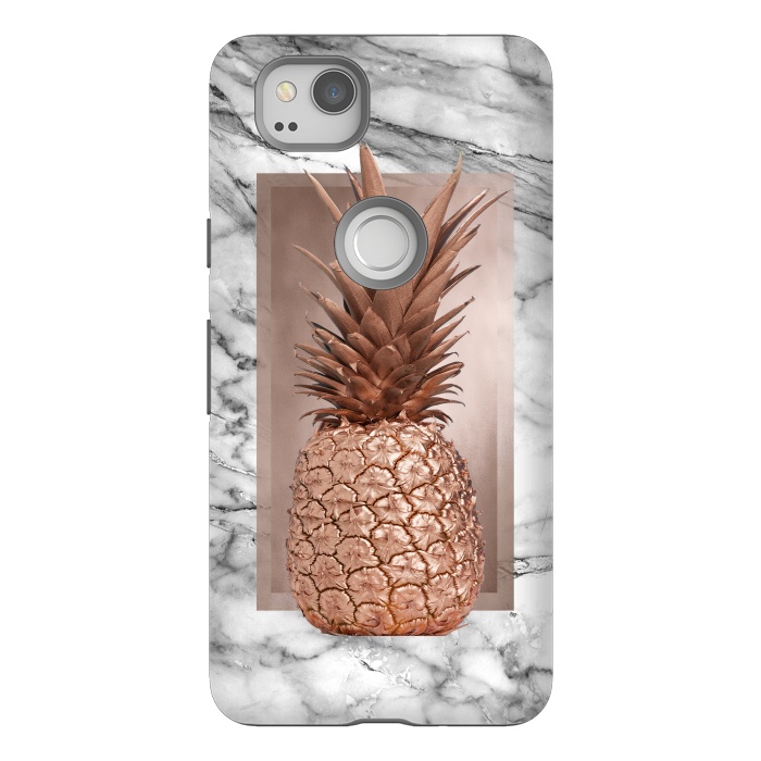 Pixel 2 StrongFit Copper Pineapple on Gray Marble  by  Utart
