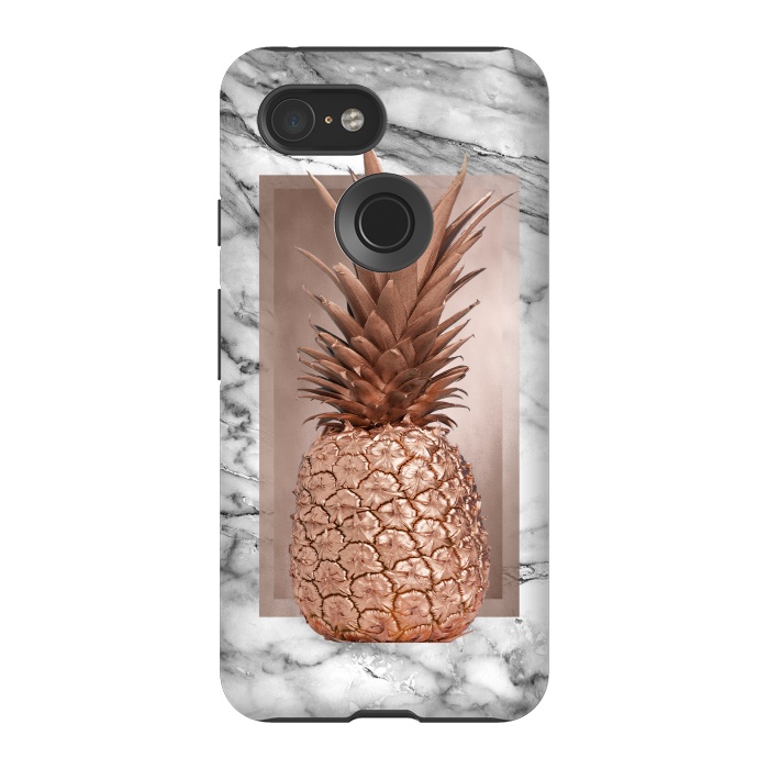 Pixel 3 StrongFit Copper Pineapple on Gray Marble  by  Utart