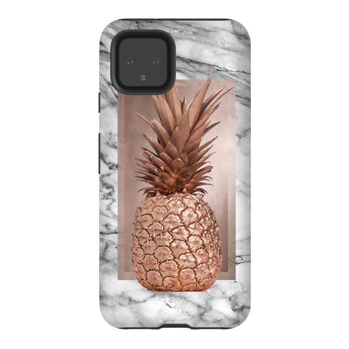 Pixel 4 StrongFit Copper Pineapple on Gray Marble  by  Utart