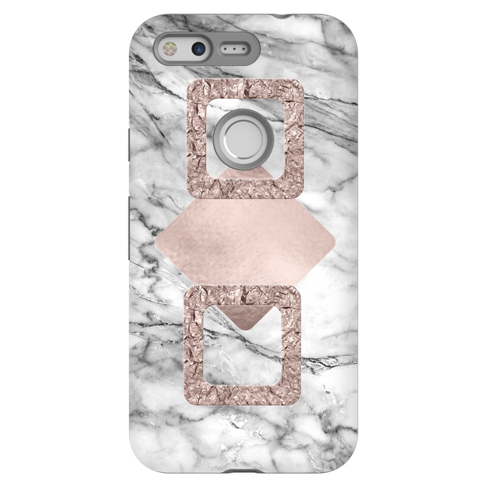 Pixel StrongFit Rose Gold Geometric Shapes on Marble by  Utart