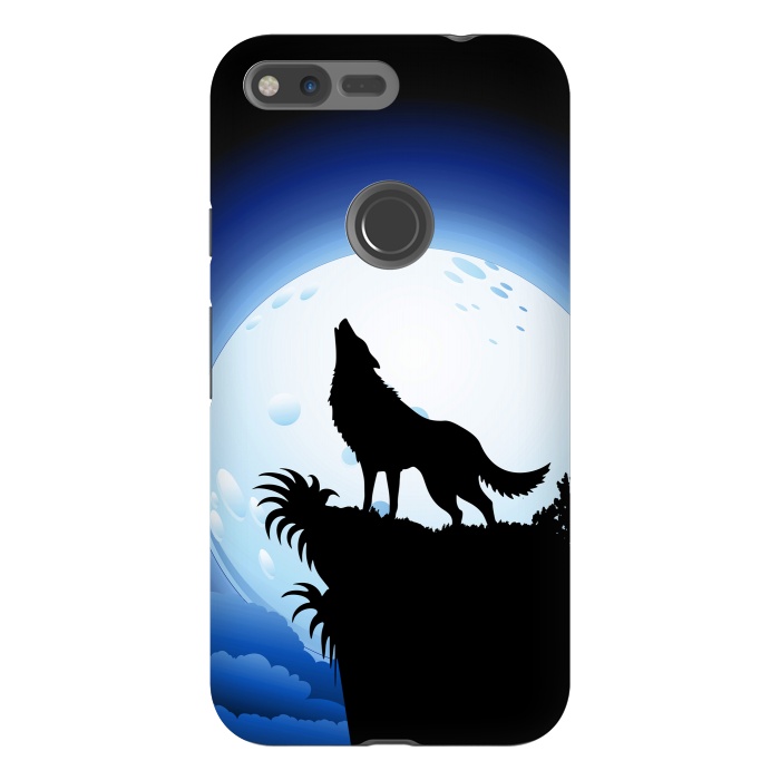Pixel XL StrongFit Wolf Howling at Blue Moon by BluedarkArt