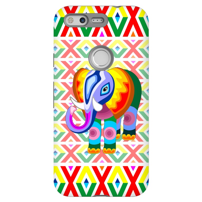 Pixel StrongFit Elephant Rainbow Colors Patchwork by BluedarkArt