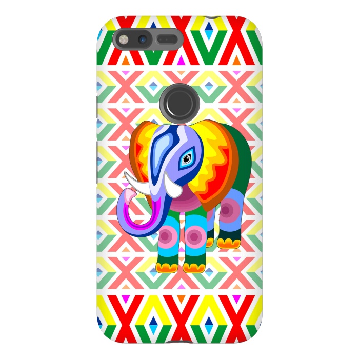 Pixel XL StrongFit Elephant Rainbow Colors Patchwork by BluedarkArt