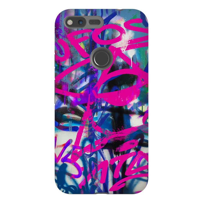 Pixel XL StrongFit Grafitti Writing Pink Blue by Andrea Haase