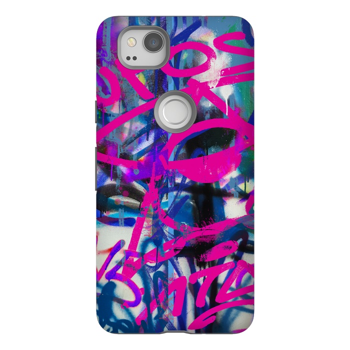 Pixel 2 StrongFit Grafitti Writing Pink Blue by Andrea Haase