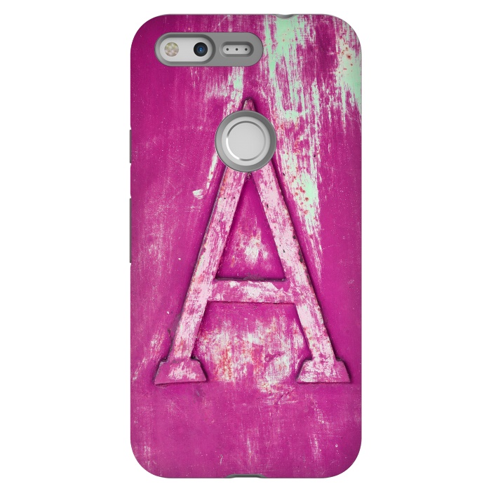 Pixel StrongFit Grunge Style Pink Letter A by Andrea Haase