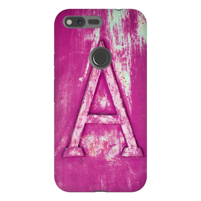 Pixel XL StrongFit Grunge Style Pink Letter A by Andrea Haase
