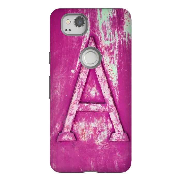 Pixel 2 StrongFit Grunge Style Pink Letter A by Andrea Haase