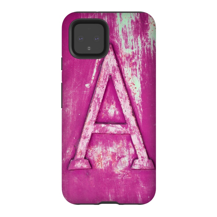 Pixel 4 StrongFit Grunge Style Pink Letter A by Andrea Haase
