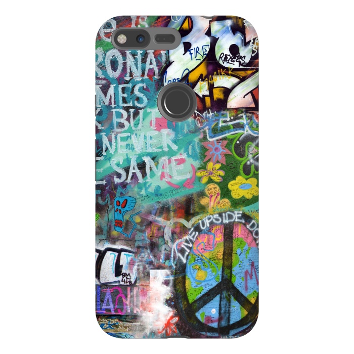 Pixel XL StrongFit Graffiti Text And Peace Sign by Andrea Haase