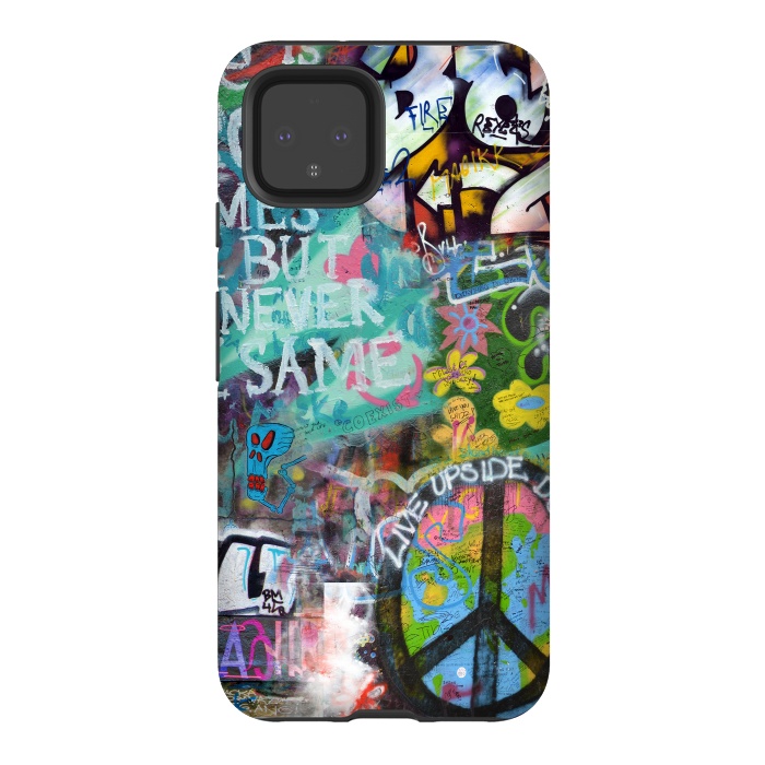 Pixel 4 StrongFit Graffiti Text And Peace Sign by Andrea Haase