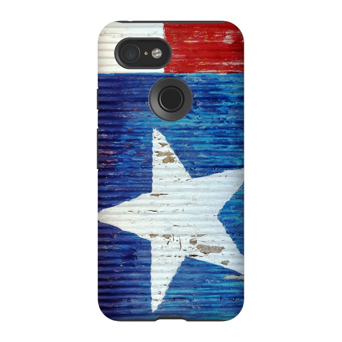 Pixel 3 StrongFit Texas Flag On Distressed Metal by Andrea Haase