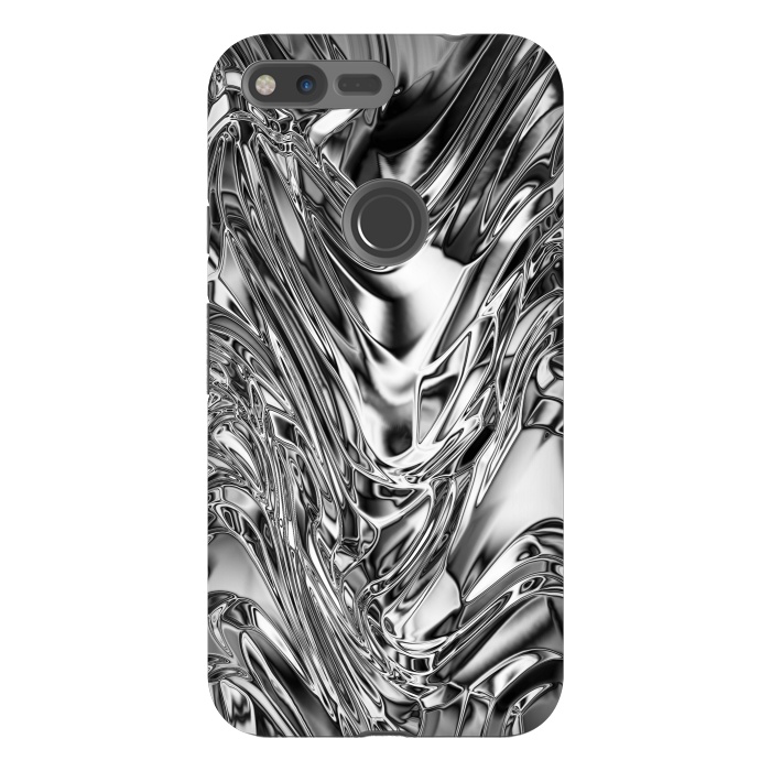 Pixel XL StrongFit Silver Aluminium Molten Metal Digital Texture by BluedarkArt