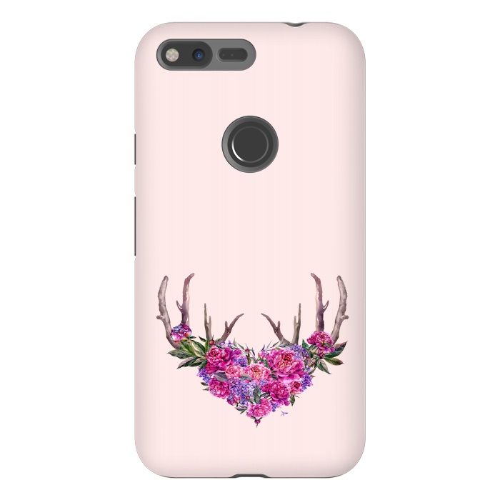 Pixel XL StrongFit Bohemian Watercolor Illustration - Heart and Antler by  Utart