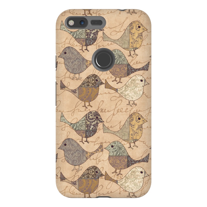 Pixel XL StrongFit Patchwork Bird Pattern by Andrea Haase