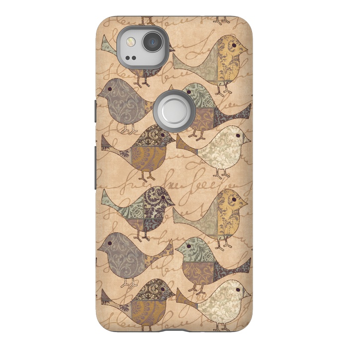 Pixel 2 StrongFit Patchwork Bird Pattern by Andrea Haase