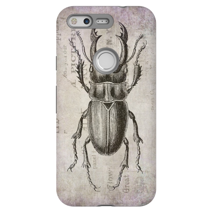 Pixel StrongFit Stag Beetle Vintage Mixed Media Art by Andrea Haase
