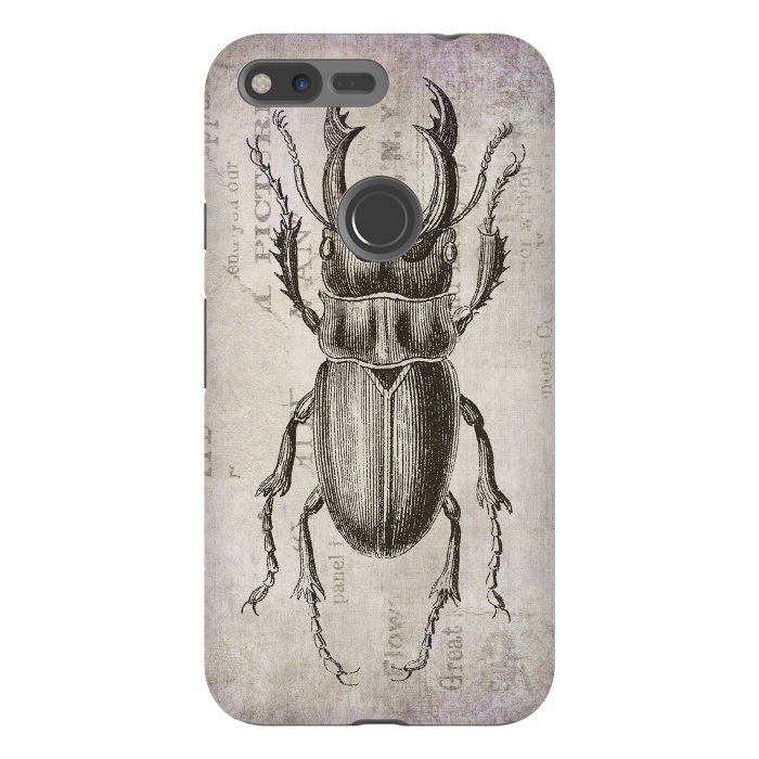 Pixel XL StrongFit Stag Beetle Vintage Mixed Media Art by Andrea Haase