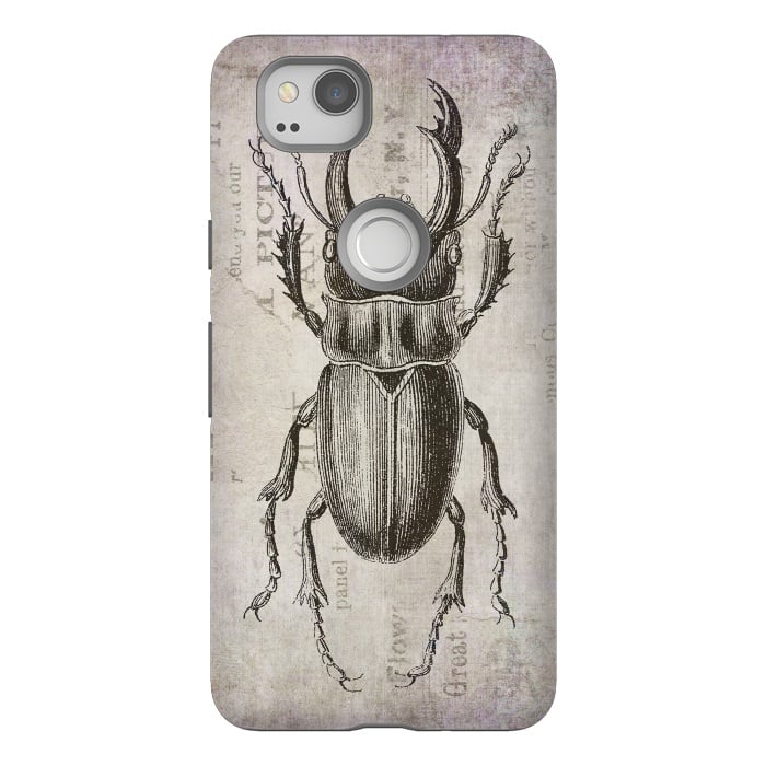 Pixel 2 StrongFit Stag Beetle Vintage Mixed Media Art by Andrea Haase