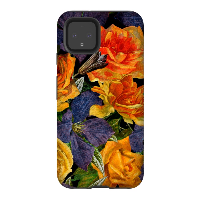Pixel 4 StrongFit Clematis and Yellow Vintage Roses by  Utart