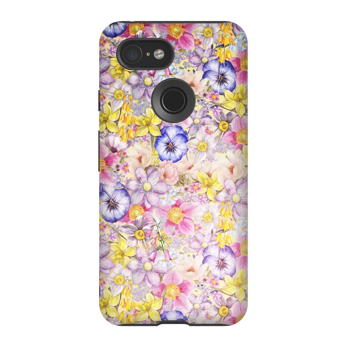 Pixel 3 StrongFit Lovely Spring Pansy Pattern by  Utart