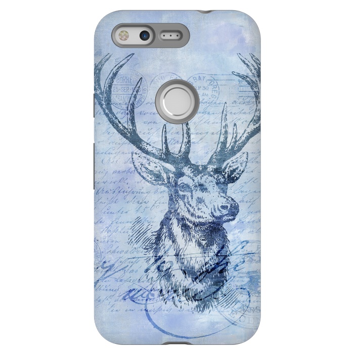 Pixel StrongFit Blue Nostalgic Deer by Andrea Haase