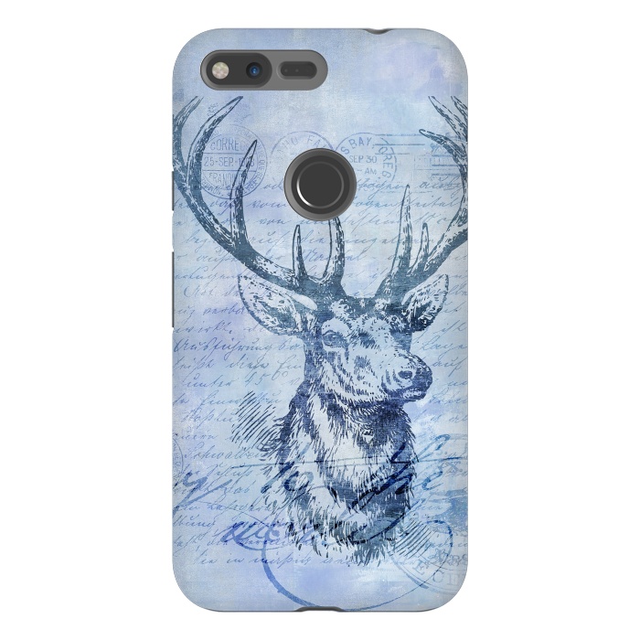 Pixel XL StrongFit Blue Nostalgic Deer by Andrea Haase