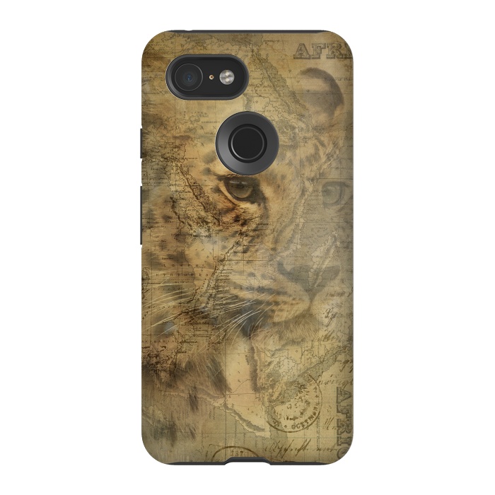 Pixel 3 StrongFit Cheetah Vintage Style by Andrea Haase