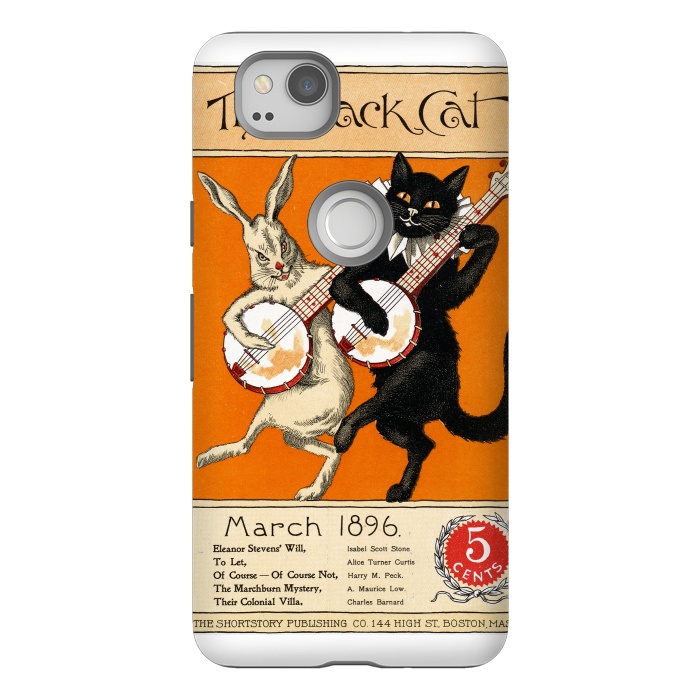 Pixel 2 StrongFit Cat And Rabbit Vintage Poster by Andrea Haase