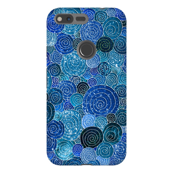 Pixel XL StrongFit Blue Abstract Metal Dots and Circles by  Utart