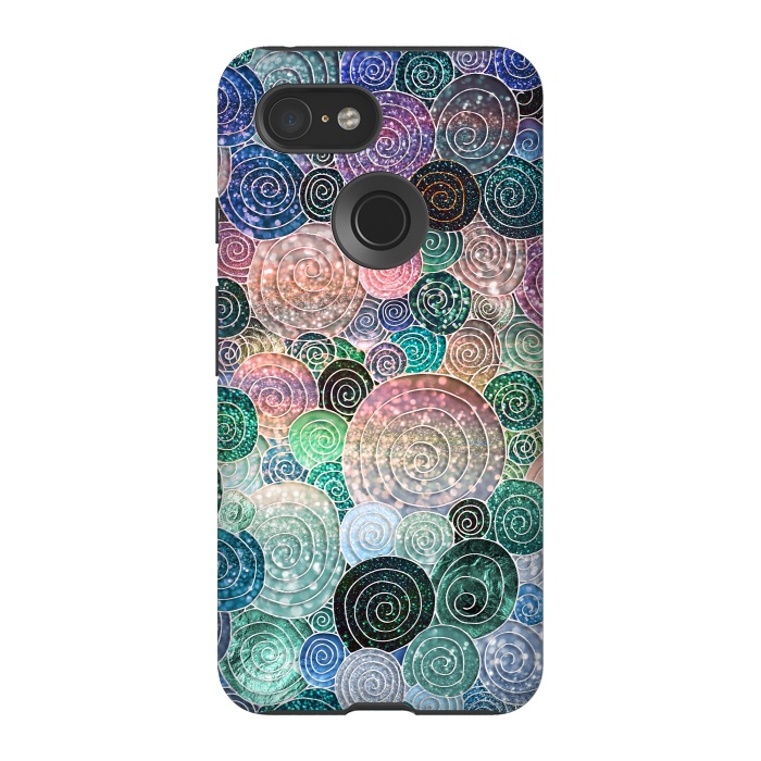 Pixel 3 StrongFit Multicolor Trendy Dots and Circles  by  Utart