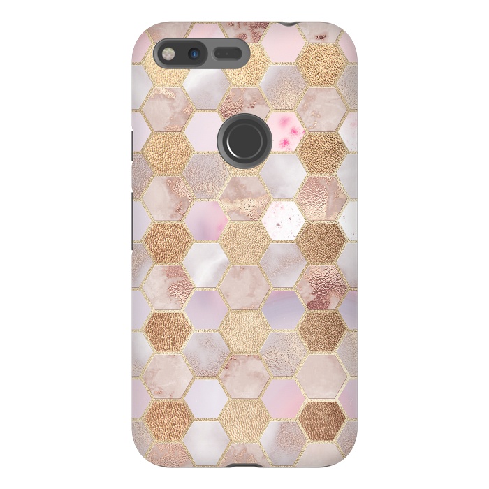 Pixel XL StrongFit Rose Gold Copper Honeycomb Pattern by  Utart