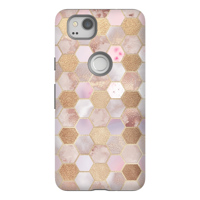 Pixel 2 StrongFit Rose Gold Copper Honeycomb Pattern by  Utart