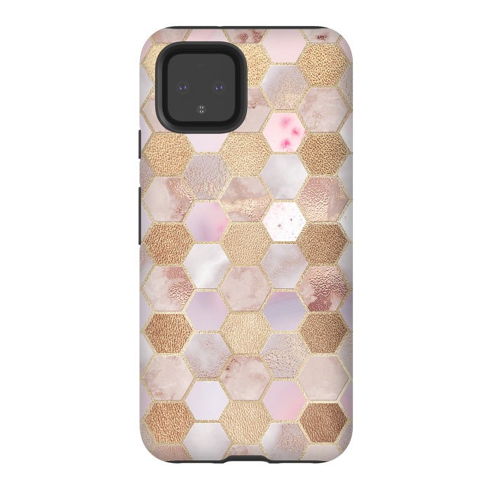 Pixel 4 StrongFit Rose Gold Copper Honeycomb Pattern by  Utart
