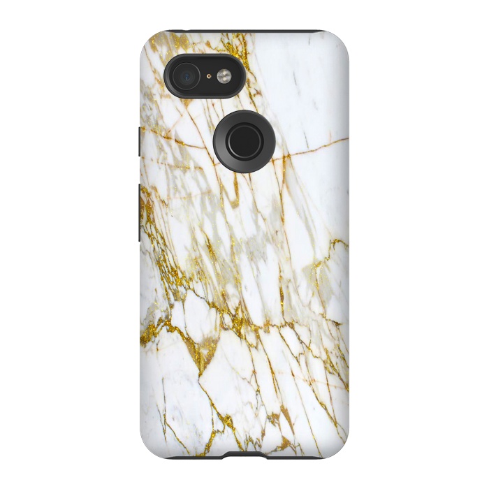 Pixel 3 StrongFit white gold marble by haroulita